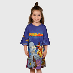Платье клеш для девочки Futurama Devil, цвет: 3D-принт — фото 2