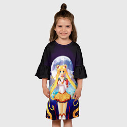Платье клеш для девочки Сейлор Мун, цвет: 3D-принт — фото 2