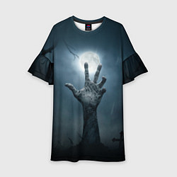 Платье клеш для девочки Рука зомби, цвет: 3D-принт