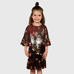 Платье клеш для девочки Котята, цвет: 3D-принт — фото 2