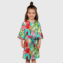Платье клеш для девочки Тропический мир, цвет: 3D-принт — фото 2