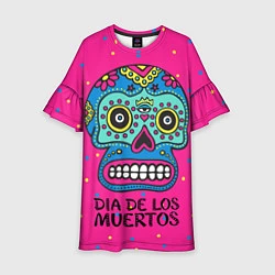 Платье клеш для девочки Мексиканский череп, цвет: 3D-принт