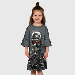 Платье клеш для девочки Скелет Терминатора, цвет: 3D-принт — фото 2