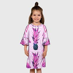 Платье клеш для девочки Ананасы 12, цвет: 3D-принт — фото 2