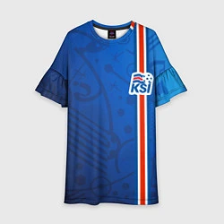 Платье клеш для девочки Сборная Исландии по футболу, цвет: 3D-принт