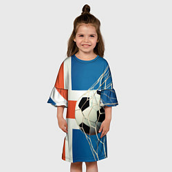 Платье клеш для девочки Исландский футбол, цвет: 3D-принт — фото 2