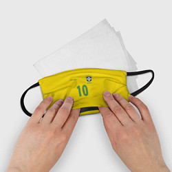 Маска для лица детская Сборная Бразилии: Роналдиньо 10, цвет: 3D-принт — фото 2