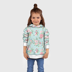 Толстовка-худи детская Цветы ретро 1, цвет: 3D-белый — фото 2