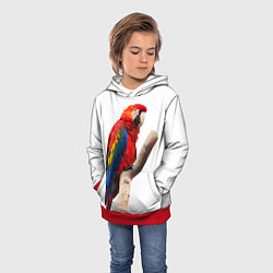 Толстовка-худи детская Яркий попугай, цвет: 3D-красный — фото 2