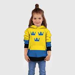 Толстовка-худи детская Сборная Швеции: домашняя форма, цвет: 3D-черный — фото 2