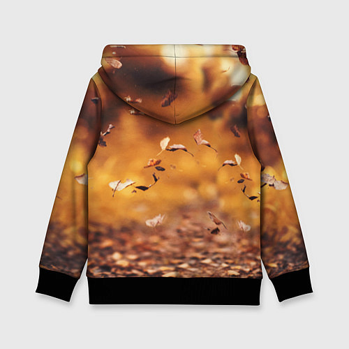 Детская толстовка Котик в листьях / 3D-Черный – фото 2