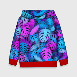 Толстовка-худи детская Сине-розовые тропики, цвет: 3D-красный
