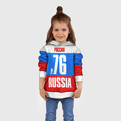 Толстовка-худи детская Russia: from 76, цвет: 3D-белый — фото 2