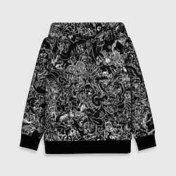 Детская толстовка Монстры черно-белый паттерн