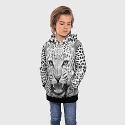 Толстовка-худи детская Белый леопард, цвет: 3D-черный — фото 2