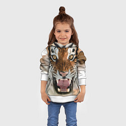 Толстовка-худи детская Свирепый тигр, цвет: 3D-белый — фото 2