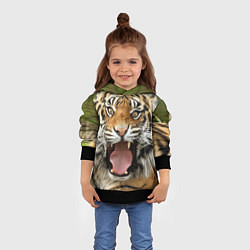 Толстовка-худи детская Удивленный тигр, цвет: 3D-черный — фото 2