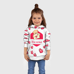 Толстовка-худи детская Влюбленная Милана, цвет: 3D-белый — фото 2