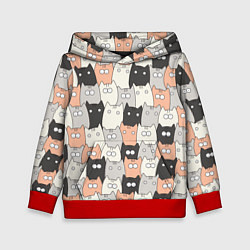 Толстовка-худи детская Котики, цвет: 3D-красный