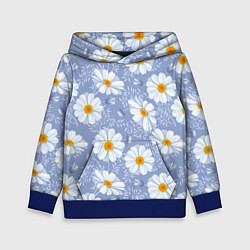 Толстовка-худи детская Нежные ромашки, цвет: 3D-синий