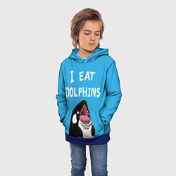 Толстовка-худи детская I eat dolphins, цвет: 3D-синий — фото 2