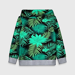 Толстовка-худи детская Tropical pattern, цвет: 3D-меланж