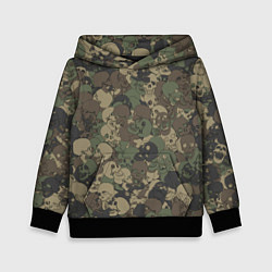 Толстовка-худи детская Камуфляж с черепами, цвет: 3D-черный