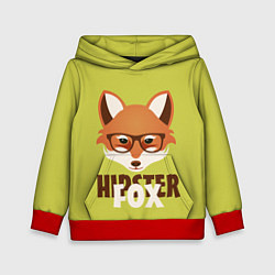 Толстовка-худи детская Hipster Fox, цвет: 3D-красный