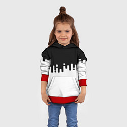 Толстовка-худи детская Чёрно-белый узор, цвет: 3D-красный — фото 2
