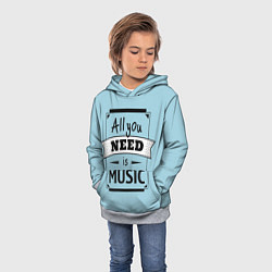 Толстовка-худи детская All you need is music, цвет: 3D-меланж — фото 2