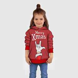 Толстовка-худи детская Merry Xmas - Santas hand, цвет: 3D-красный — фото 2