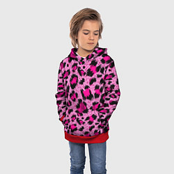 Толстовка-худи детская Розовый леопард, цвет: 3D-красный — фото 2