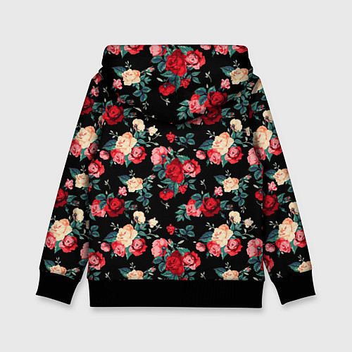 Детская толстовка Кустовые розы / 3D-Черный – фото 2
