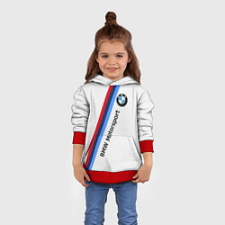 Толстовка-худи детская BMW Motorsport: White Carbon, цвет: 3D-красный — фото 2
