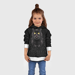 Толстовка-худи детская Чёрный котик, цвет: 3D-белый — фото 2