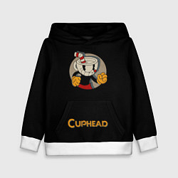 Толстовка-худи детская Cuphead: Black Mugman, цвет: 3D-белый