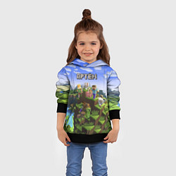 Толстовка-худи детская Майнкрафт: Артём, цвет: 3D-черный — фото 2