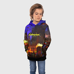 Толстовка-худи детская Cyberpunk 2077: Night City, цвет: 3D-черный — фото 2