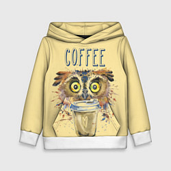 Толстовка-худи детская Owls like coffee, цвет: 3D-белый