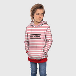 Толстовка-худи детская Black Pink: Striped Geometry, цвет: 3D-красный — фото 2