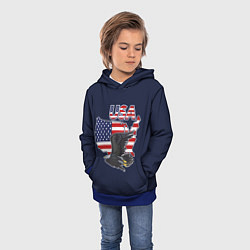 Толстовка-худи детская USA - flag and eagle, цвет: 3D-синий — фото 2