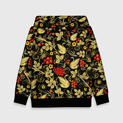 Детская толстовка Хохлома золотые лебеди