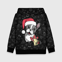Толстовка-худи детская Merry Christmas - french bulldog, цвет: 3D-черный