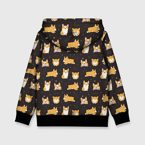 Детская толстовка Вельш корги бемброк - забавные щенки паттерн / 3D-Черный – фото 2