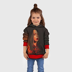 Толстовка-худи детская Billie Eilish: Red Head, цвет: 3D-красный — фото 2