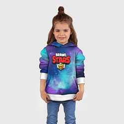 Толстовка-худи детская BRAWL STARS лого в космосе, цвет: 3D-белый — фото 2