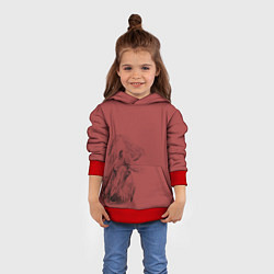 Толстовка-худи детская Конь на красном фоне, цвет: 3D-красный — фото 2