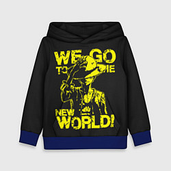 Толстовка-худи детская One Piece We Go World, цвет: 3D-синий