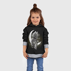 Толстовка-худи детская Кот на луне, цвет: 3D-меланж — фото 2