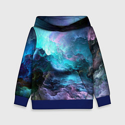 Толстовка-худи детская Космос фрактал, цвет: 3D-синий